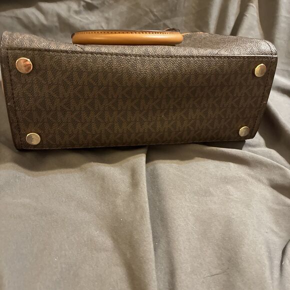 Michael Kors Everly Medium Brown MK LOGO Satchel Bag - Picture 12 of 14